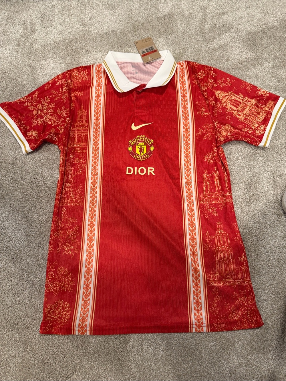 Men’s dior X Manchester United concept polo red slim fit kit